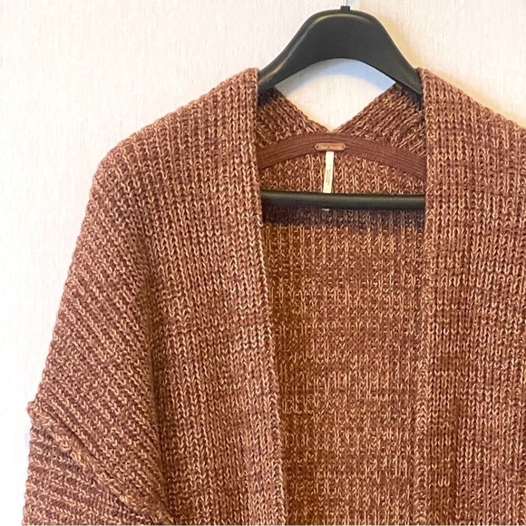 Free People Brown Combo Long Sleeve Open Cardigan - Picture 4 of 13